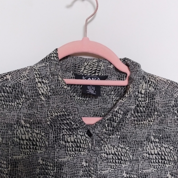 Vintage Kara Snake Print 100% Silk Button Front Shirt Size Large - Picture 4 of 9